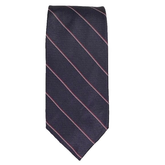 Robert Talbott Tie Hand Sewn Silk Made in USA Gray Stripe Pink Mens - Picture 1 of 4